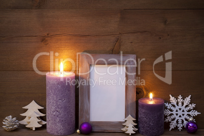 Purple Christmas Decoration With Candles Picture Frame,Snowflake