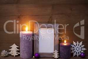 Purple Christmas Decoration With Candles Picture Frame,Snowflake