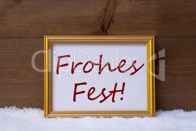 Frame With Red Frohes Fest Mean Merry Christmas On Snow