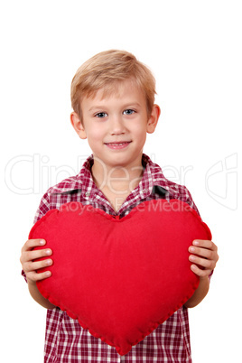 boy with big red heart