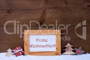 Frame With Snow, Frohe Weihnachten Mean Merry Christmas
