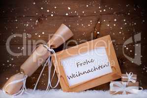 Gift With Text Frohe Weihnachten Mean Merry Christmas, Snowflake