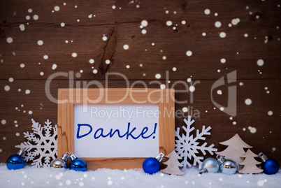 Blue Christmas Decoration, Snow, Danke Mean Thanks, Snowflakes Blue Christmas Decoration, Snow, Danke Mean Thanks, Snowflakes