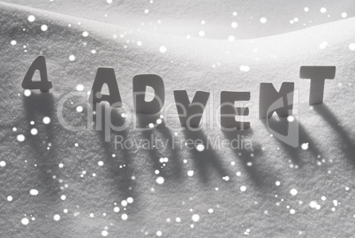 White Word 4 Advent Means Christmas Time On Snow, Snowflakes