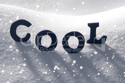 Blue Word Cool On Snow, Snowflakes