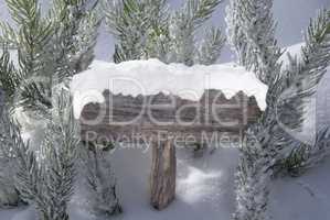 Christmas Sign With Copy Space Snow Fir Tree Branch