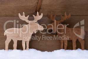 Christmas Decoration, Moose Couple In Love, Snow