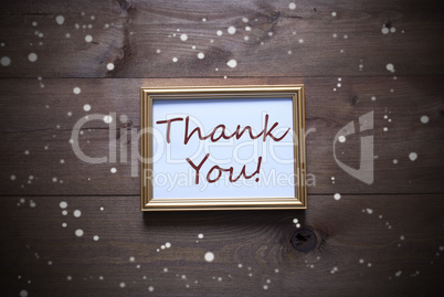 Golden Picture Frame With Thank You And Snowflakes