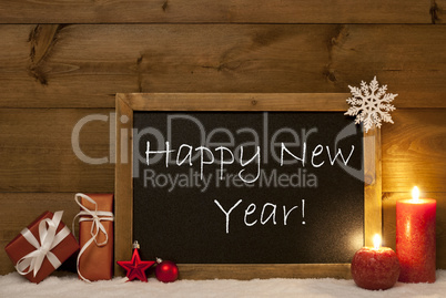Festive Christmas Card, Blackboard, Snow, Candle, Happy New Year