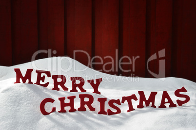 Card With Red Letters Merry Christmas, Snow