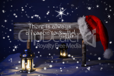 Christmas Sign Candlelight Santa Hat Always Reason Smile