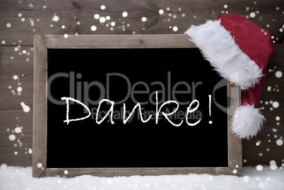 Gray Christmas Card, Chalkboard, Danke Mean Thank You, Snow