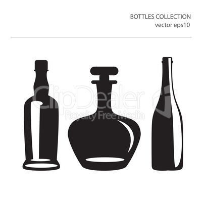 Different Icons Of Silhouettes Of Bottles