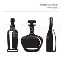 Different Icons Of Silhouettes Of Bottles