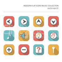 Modern flat icons vector collection with long shadow effect in s