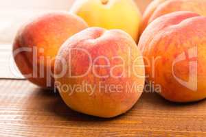 Peach on wood background