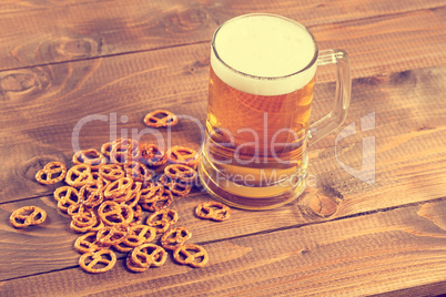 Oktoberfest Beer Mug and traditional German pretzels