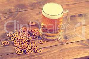 Oktoberfest Beer Mug and traditional German pretzels