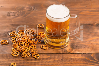 Oktoberfest Beer Mug and traditional German pretzels