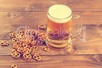 Oktoberfest Beer Mug and traditional German pretzels