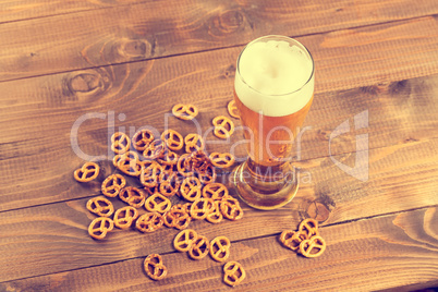 Oktoberfest Beer Mug and traditional German pretzels