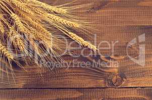 Wheat on wooden background