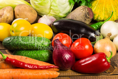 Vegetables on wooden desk