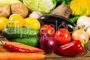 Vegetables on wooden desk