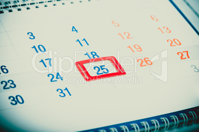 Blue toned calendar page
