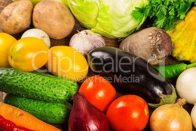 Vegetables on wooden desk