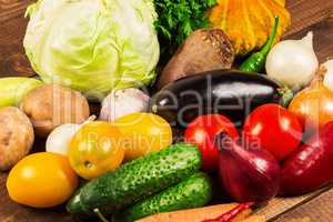 Photography of different vegetables on old wooden table