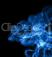 Abstract blue smoke on black background