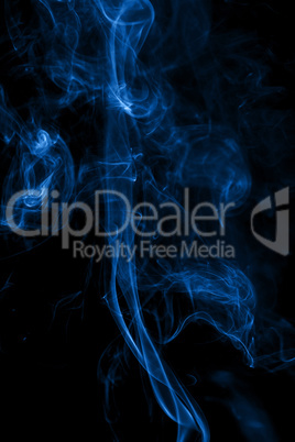 Abstract blue smoke on black background