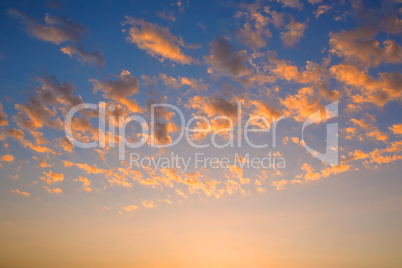 Sky, Bright Blue, Orange And Yellow Colors Sunset