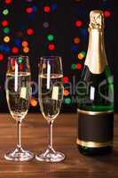 New Year Celebration. Champagne flutes. Christmas Background