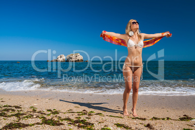 Attractive and sexy blonde girl on the beach