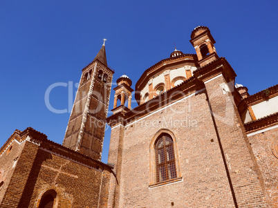 Retro look Sant Eustorgio church Milan