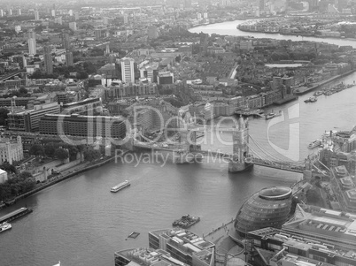 Black and white Aerial view of London