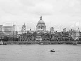 Black and white River Thames in London