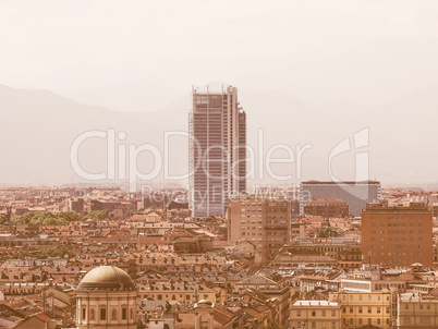 Retro looking San Paolo skyscraper in Turin