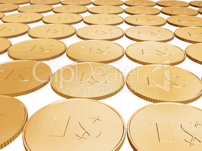gold 1$ coin carpet vector on white