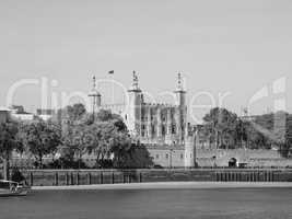 Black and white Tower of London