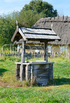 old wooden well in the Ukrainian village