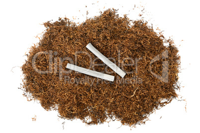 heap of tobacco and cigarettes