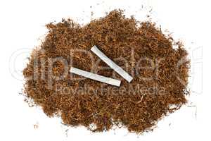 heap of tobacco and cigarettes