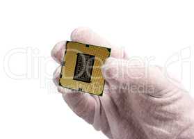 Electronic collection - Hand and CPU isolated on white backgroun