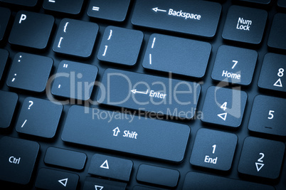 Electronic collection - laptop keyboard. The focus on the Enter