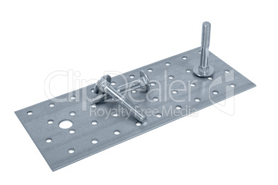 Perforated metal plate furniture screw and nuts