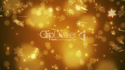 Beautiful falling snowflakes - gold winter background