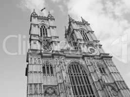Black and white Westminster Abbey in London